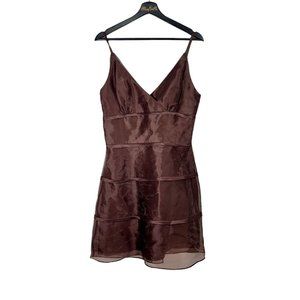 Alfred Sung Brown A-Line Spaghetti Strap Cocktail Dress 10